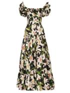 Matchesfashion.com Dolce & Gabbana - Lilium Print Ruffled Cotton Dress - Womens - Black Print