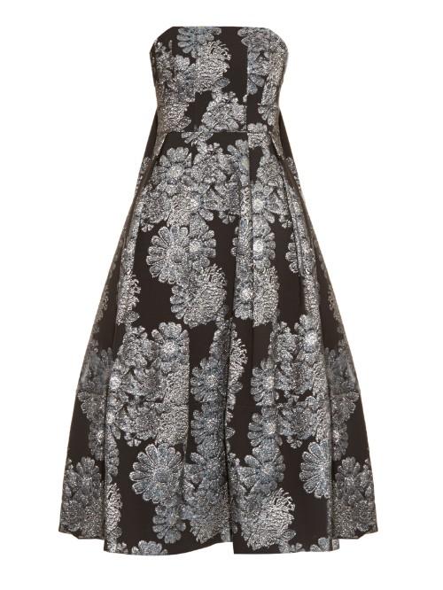 Erdem Alina Metallic-jacquard Strapless Dress