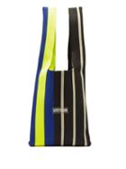Lastframe - Contrast Stripe Medium Ribbed-knit Tote Bag - Womens - Black Yellow