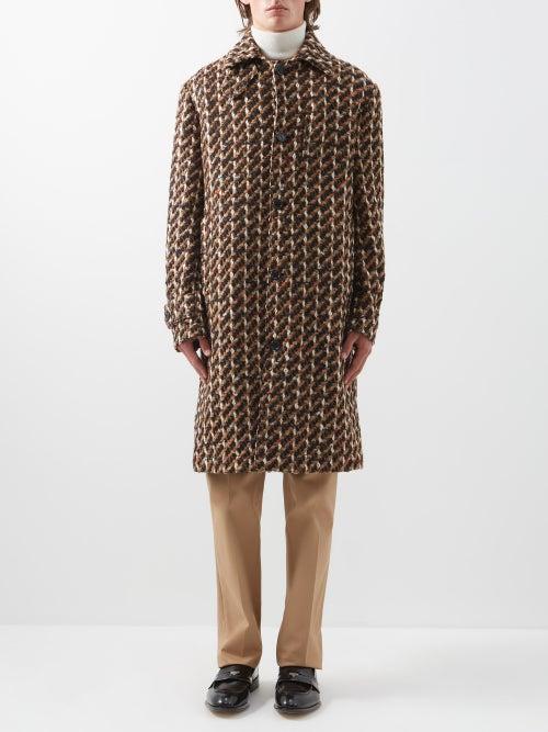 Erdem - David Wool-blend Macro Tweed Trench Coat - Mens - Brown Multi