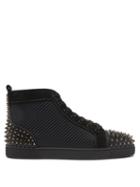 Mens Shoes Christian Louboutin - Lou Spikes Leather-trim Canvas High-top Trainers - Mens - Black