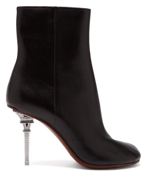 Matchesfashion.com Vetements - Eiffel Tower Heel Leather Ankle Boots - Womens - Black