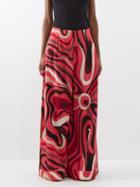 Pucci - Abstract-print Wool-blend Wide-leg Trousers - Womens - Pink Print