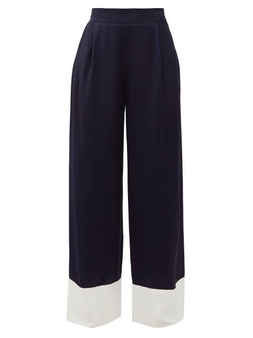 Matchesfashion.com Odyssee - Tr Raynor High-rise Satin Palazzo Trousers - Womens - Navy White