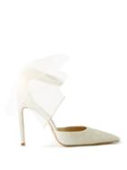 Jimmy Choo - Averly 100 Crystal And Bow-trim Leather Pumps - Womens - White