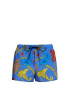 Matchesfashion.com Versace - Gioelleria Jets Print Swim Shorts - Mens - Blue