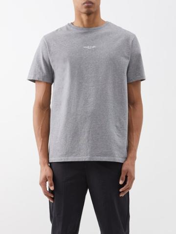 Maison Kitsun - Logo-embroidered Cotton-jersey T-shirt - Mens - Light Grey