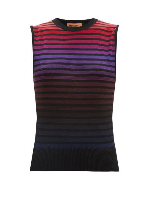 Ladies Rtw Missoni - Striped Wool Sleeveless Sweater - Womens - Multi