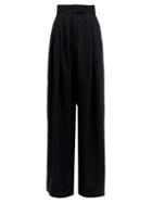 Matchesfashion.com Three Graces London - Molly High-rise Linen Trousers - Womens - Black