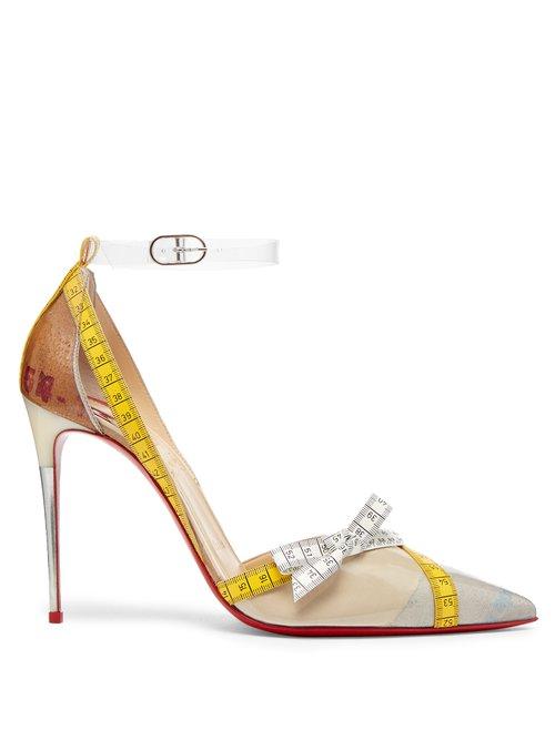 Matchesfashion.com Christian Louboutin - Metripump Measuring Tape Embellished Pumps - Womens - Beige Multi