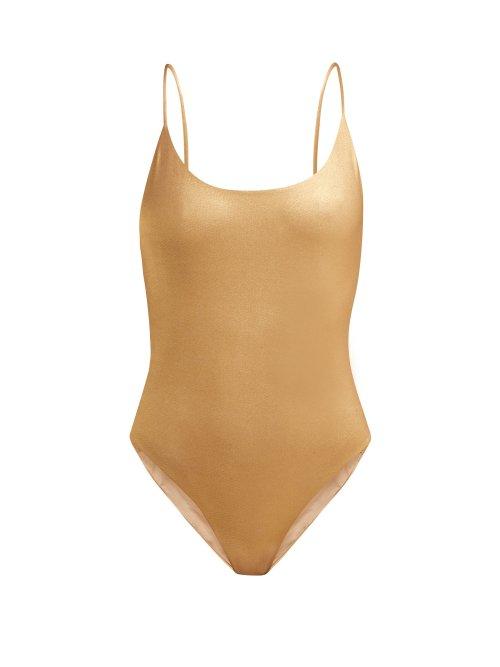 Matchesfashion.com Skin - The Sloane Metallic Swimsuit - Womens - Gold