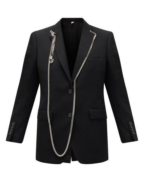 Matchesfashion.com Burberry - Chain-trimmed Single-breasted Wool Blazer - Womens - Black