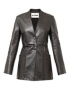 Matchesfashion.com Jil Sander - Nessa Collarless Single-breasted Leather Jacket - Womens - Black