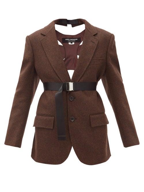 Matchesfashion.com Junya Watanabe - Harness-back Single-breasted Tweed Suit Jacket - Womens - Brown