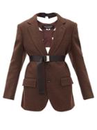 Matchesfashion.com Junya Watanabe - Harness-back Single-breasted Tweed Suit Jacket - Womens - Brown