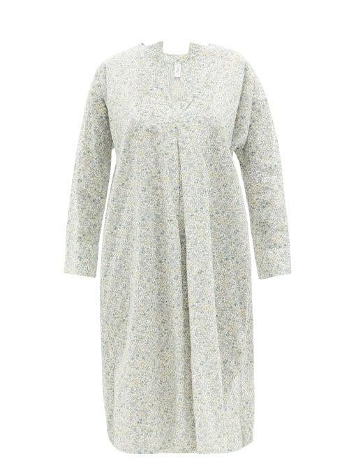 Ladies Lingerie Domi - Floral-print Organic-cotton Tunic - Womens - White Print