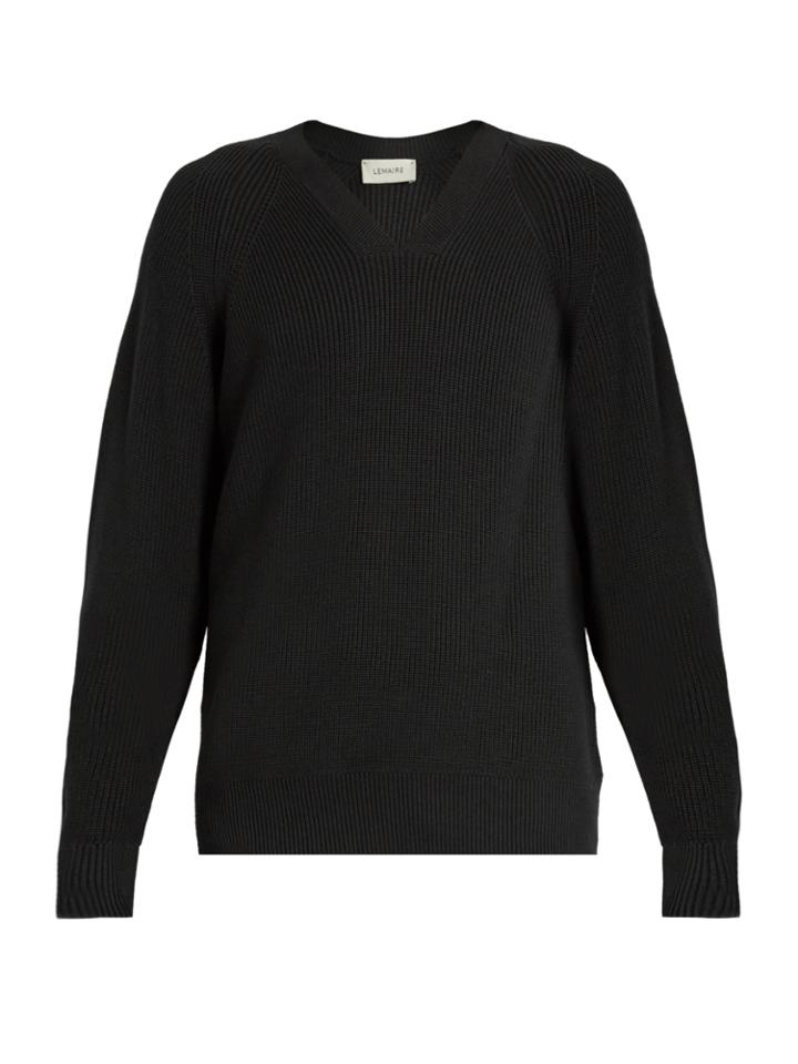 Lemaire V-neck Cotton And Cashmere-blend Sweater