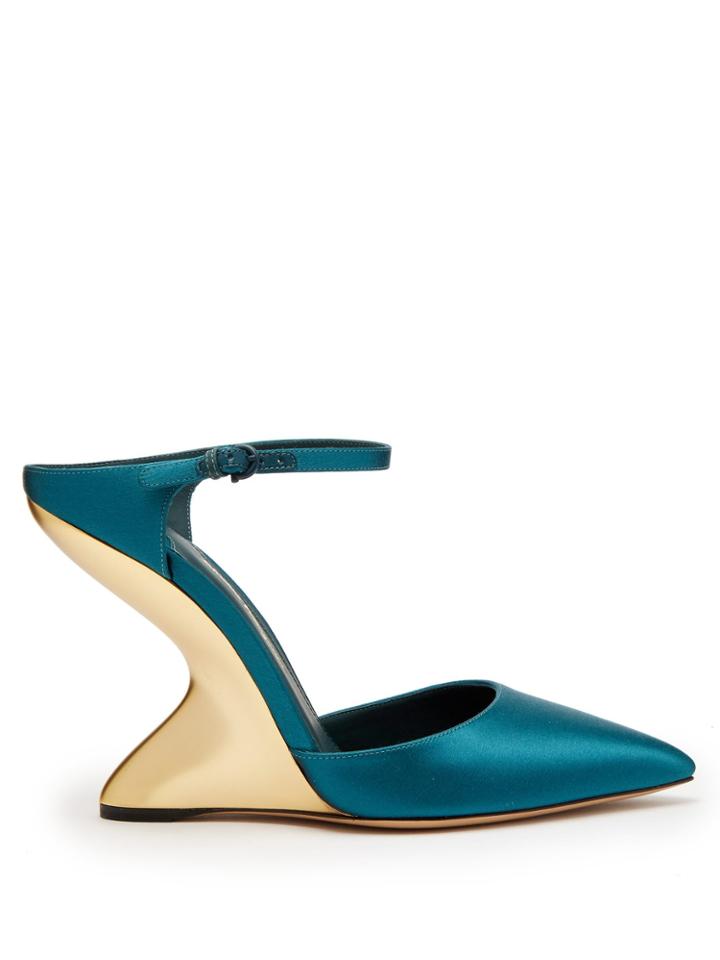 Salvatore Ferragamo Naturno Satin Wedge Mules