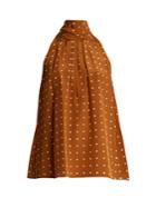 Diane Von Furstenberg Halterneck Arbor Dot-print Silk Top