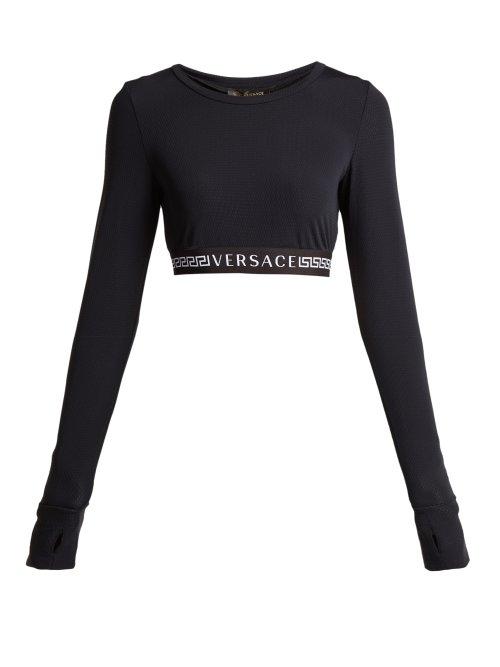 Matchesfashion.com Versace - Logo Crop Top - Womens - Black White