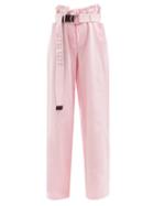 Matchesfashion.com La Fetiche - Keith Paperbag-waist Wide-leg Denim Trousers - Womens - Pink