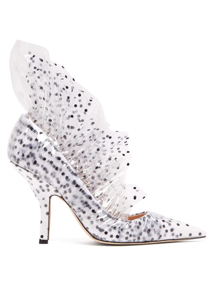 Midnight Shell Polka-dot Pvc And Tulle Pumps