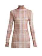 Matchesfashion.com Acne Studios - Check Print Jersey Roll Neck Top - Womens - Pink Multi