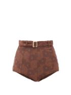 Matchesfashion.com Dodo Bar Or - Pamela Belted High-rise Bikini Briefs - Womens - Dark Brown