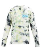Matchesfashion.com Aries - Logo-print Tie-dye Cotton Long-sleeved T-shirt - Mens - Green