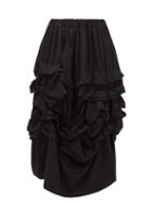 Comme Des Garons Comme Des Garons - Gathered Wool-gabardine Midi Skirt - Womens - Black