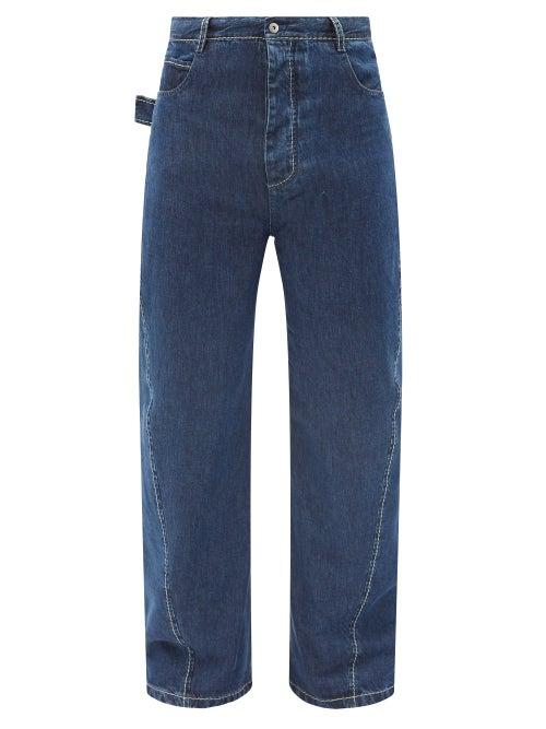 Matchesfashion.com Bottega Veneta - Twisted-seam Wide-leg Jeans - Mens - Dark Blue