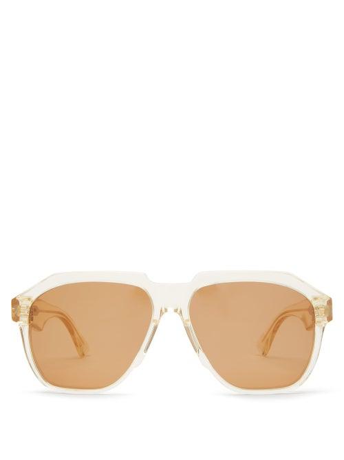 Matchesfashion.com Bottega Veneta - Oversized Acetate Sunglasses - Womens - Clear
