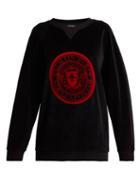 Matchesfashion.com Balmain - Logo Jacquard Velvet Sweatshirt - Womens - Black Red