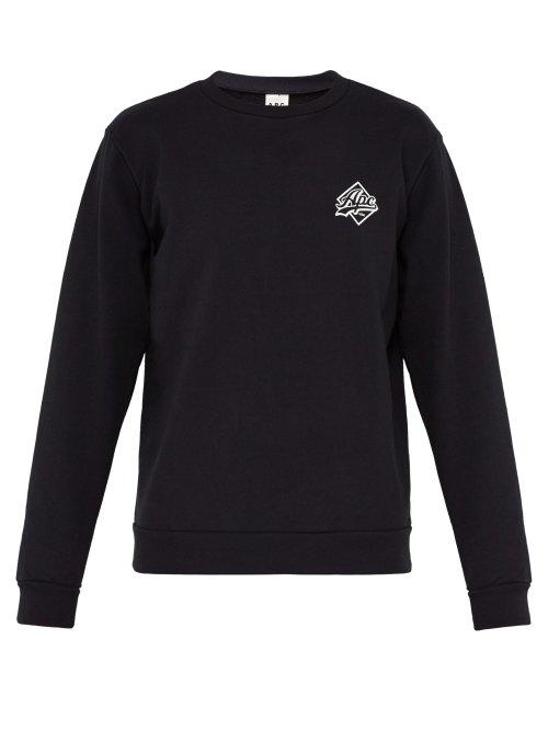 Matchesfashion.com A.p.c. - Ryan Logo Print Cotton Blend Sweatshirt - Mens - Dark Navy