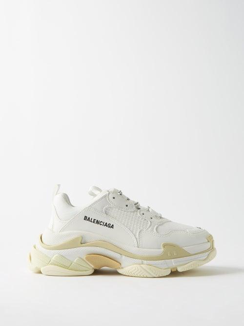 Balenciaga - Triple S Faux Leather And Mesh Trainers - Womens - White
