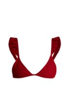 Matchesfashion.com Made By Dawn - Rapture Ruffle Trimmed Bikini Top - Womens - Red