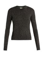Matchesfashion.com Saint Laurent - Long Sleeved Ribbed Knit Lurex Sweater - Womens - Silver