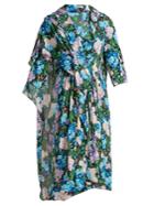Balenciaga Draped Floral-printed Midi Dress