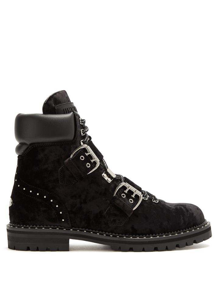 Jimmy Choo Breeze Buckle-detail Velvet Ankle Boots