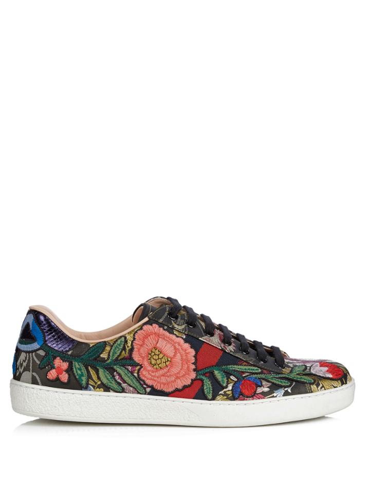 Gucci Ace Low-top Floral-jacquard Trainers