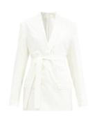 Matchesfashion.com Lemaire - Double-breasted Belted Silk-blend Jacket - Womens - Ivory