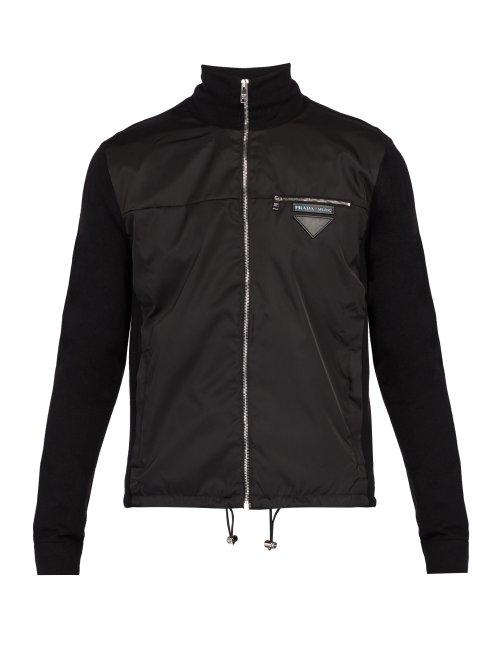 Matchesfashion.com Prada - Shell Panelled Wool Track Top - Mens - Black