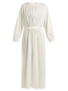 Matchesfashion.com Matteau - The Long Sleeve Split Cotton Dress - Womens - White