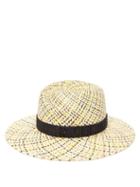 Matchesfashion.com Maison Michel - Virginie Checked Straw Fedora Hat - Womens - Black Beige