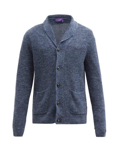 Matchesfashion.com Ralph Lauren Purple Label - Shawl-lapel Silk-blend Cardigan - Mens - Indigo