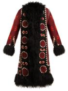 Matchesfashion.com Zazi Vintage - Suzani Embroidered Shearling Coat - Womens - 221 Black Multi