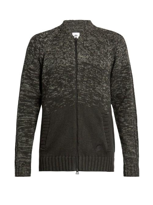 Adidas Originals By Wings + Horns Zip-through Wool And Cotton-blend Top