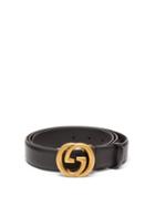 Matchesfashion.com Gucci - Gg Grained Leather Black Belt - Mens - Black