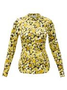 Matchesfashion.com Ganni - Floral-print Fitted Silk-blend Blouse - Womens - Yellow Print