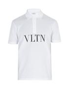 Matchesfashion.com Valentino - Logo Print Cotton Piqu Polo Shirt - Mens - White